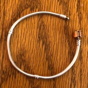 8.25” Pandora bracelet with rose gold clasp